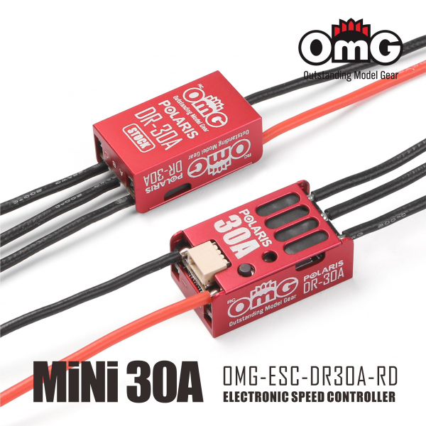 OMG POLARIS DR-30A-2 Sensor Brushless Regler mit integriertem Bluetooth für 1/24-, 1/27- und 1/28 Drift/Onroad