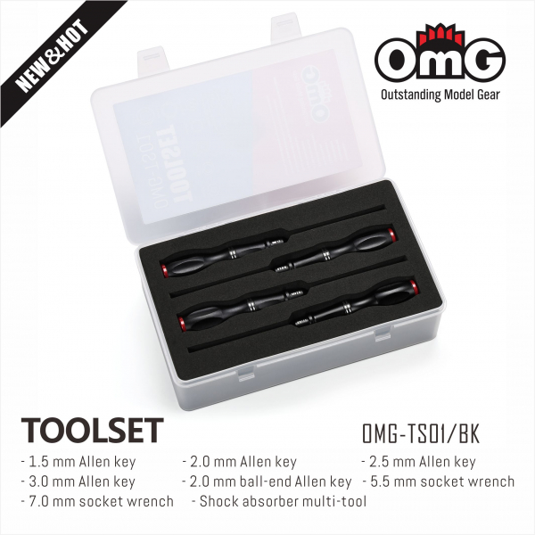OMG CNC Präzisionsgefrästes Aluminium RC Werkzeug Set - Schwarz