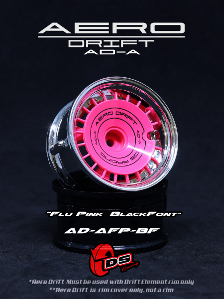 DS Racing Aero Drift Wheel Cover for Drift Element Wheel - Slope Flu Pink / Black Font