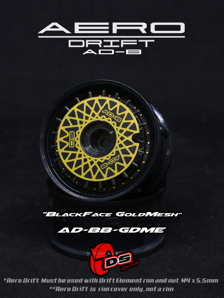 DS Racing Aero Drift Felgen Cover für Drift Element Felgen - Flat Black/ Gold Mesh