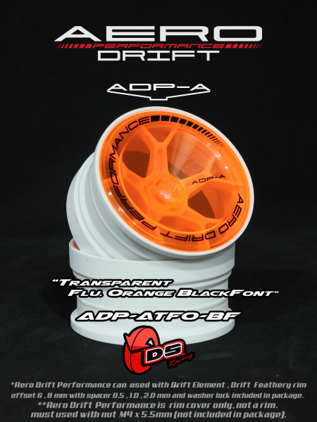 DS Racing Aero Drift PERFORMANCE Felgen Cover für Drift Element Felgen - Sloped Transparent Flu Orange / Black Lip