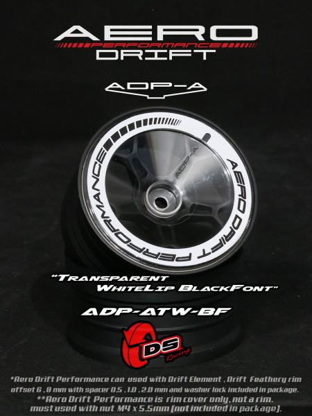 DS Racing Aero Drift PERFORMANCE Felgen Cover für Drift Element Felgen - Sloped Transparent / White Lip