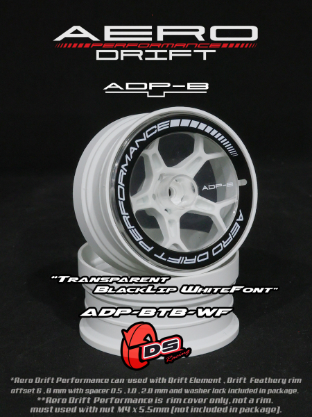 DS Racing Aero Drift PERFORMANCE Felgen Cover für Drift Element Felgen - Flat Transparent / Black Lip