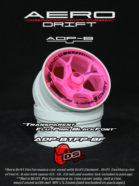 DS Racing Aero Drift PERFORMANCE Felgen Cover für Drift Element Felgen - Flat Transparent Flu Pink / Black Lip