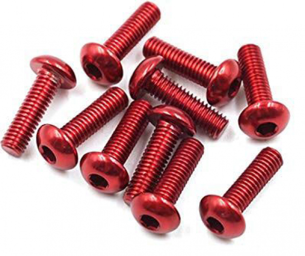 Yeah Racing Linsenkopfschraube rot 7075 Aluminium 3x12mm (10)