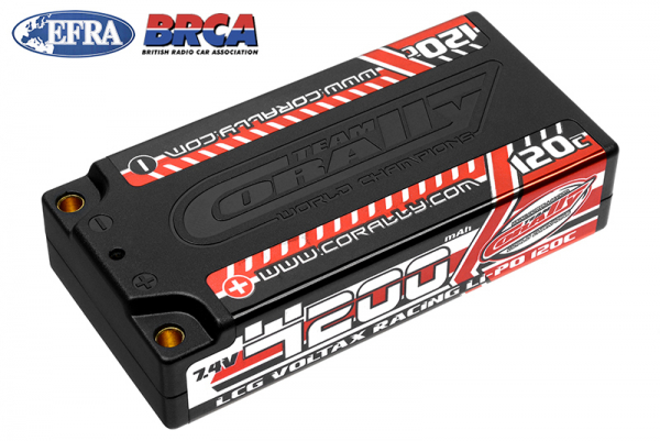 Team Corally - Voltax 120C LiPo Battery - 4200mAh - 7.4V - LCG Shorty 2S - 4mm Bullit