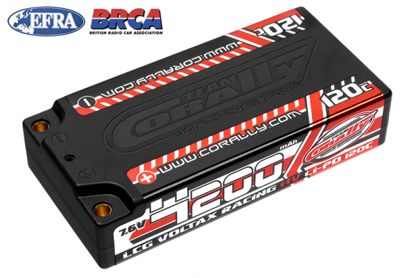 Team Corally - Voltax 120C LiPo HV Battery - 4200 mAh - 7.6V - LCG Shorty 2S - 4mm Bullit