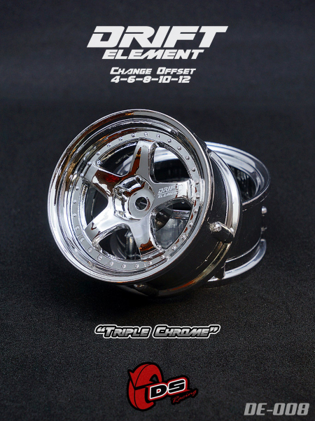 DS Racing DRIFT ELEMENT Adjustable Offset Wheels +Triple Chrome+ (2)