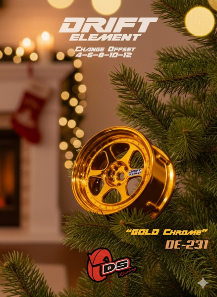 DS Racing DRIFT ELEMENT II Adjustable Offset Wheels +Gold Chrome+ (2)