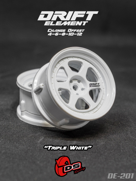 DS Racing DRIFT ELEMENT II Adjustable Offset Wheels +Triple White+ (2)