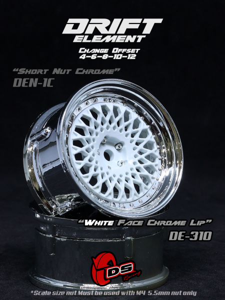 DS Racing DRIFT ELEMENT Felgen Mesh (White /Chrome Lip) - offset einstellbar (2)