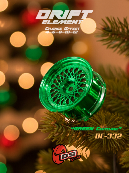 DS Racing DRIFT ELEMENT Felgen Mesh (Green Chrome) - offset einstellbar (2)