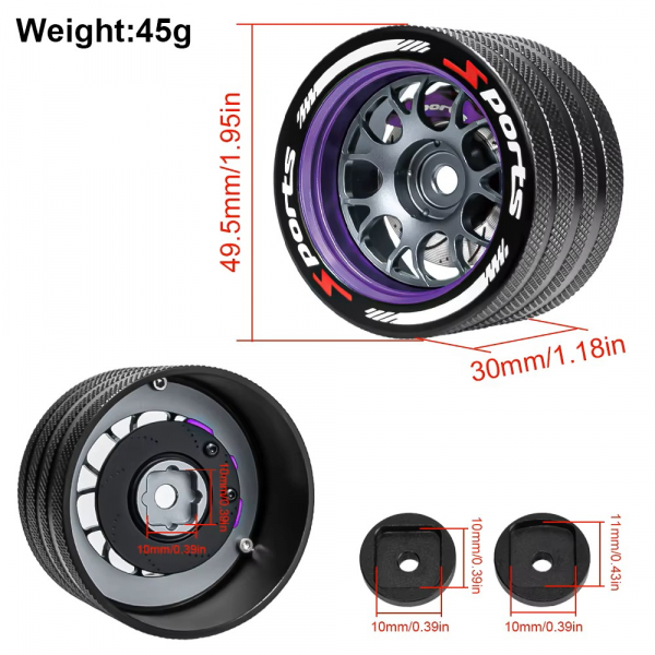 Aluminium-Lenkrad für RC-Fernsteuerungen  Purple – Sanwa, Futaba, NB4, 7PX, X9