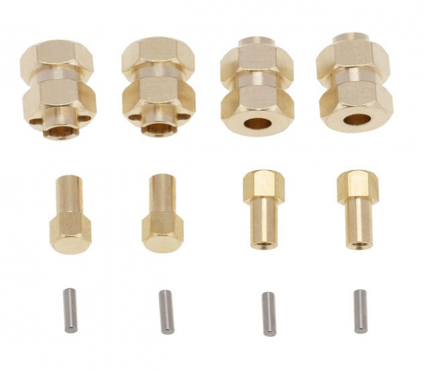 4mm Diameter Brass Wheel Hex Adaptor 4pcs/set Axial SCX24