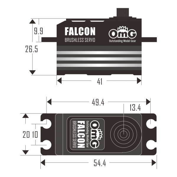 OMG D4-12BF FALCON Digital Low Profile Brushless Servo - Drift/Touring - Programmable