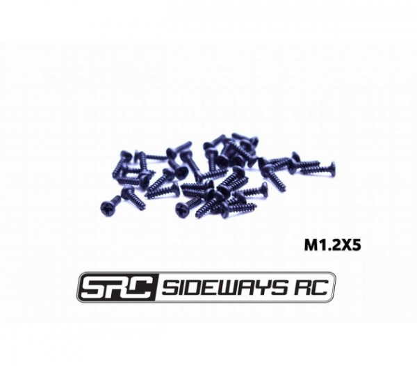 Sideways RC Fender Screws - M1.2x6mm Self Tapping (Black) - 50pc