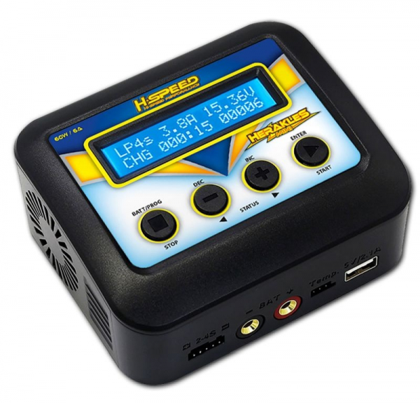 H-SPEED Herakles MINI AC Ladegerät 60W nP1025 LiPo, LiHV, LiFe, LiIon 2-4s, NiMH/NiCd 6-8s