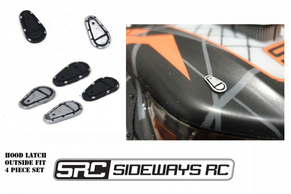 Sideways RC Haubenverschlüsse -  2 Paar Schwarz/Silber