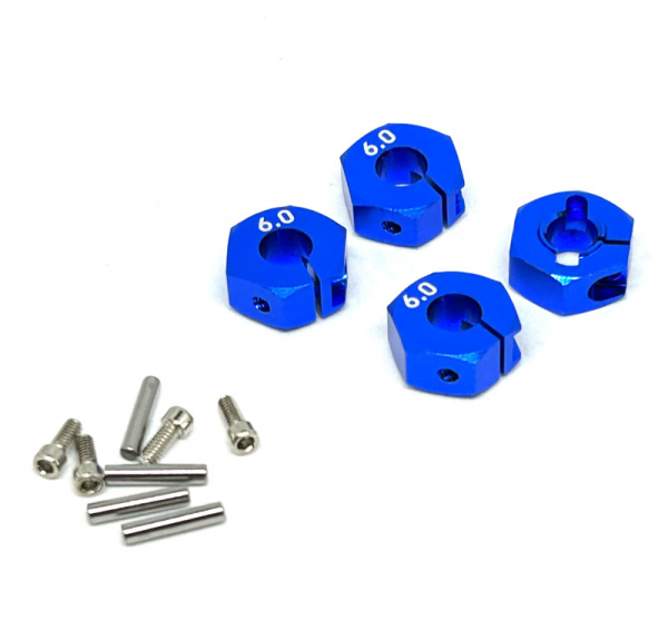 12x6mm aluminum wheel hub set for 1/10 - Dark blue