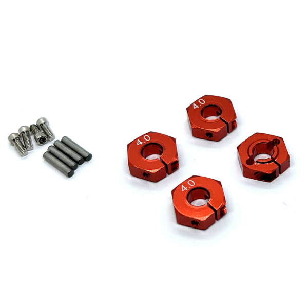 12x4mm aluminum wheel hub set for 1/10 - Red