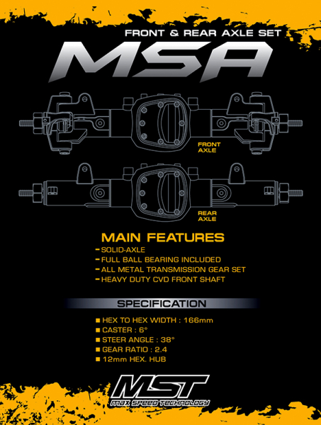 MST MSA Front & Rear axle set