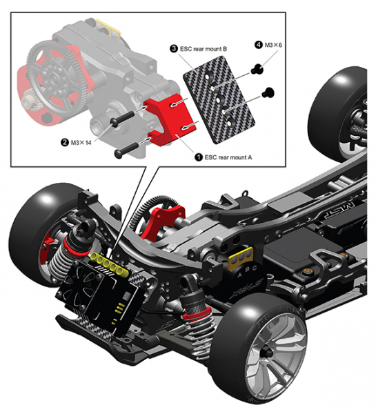 MST RMX 2.0 Alum.ESC rear moun set (black)