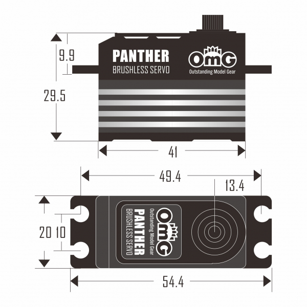 OMG D4-20BF PANTHER Digital Low Profile Brushless Servo - Touring,  2WD Buggies,1/8 Buggies - Programmable