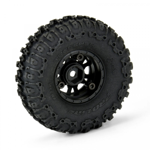 Proline 1/24 Trencher Fr/Rr 1.0" Tires Mounted 7mm Black Impulse (4): SCX24