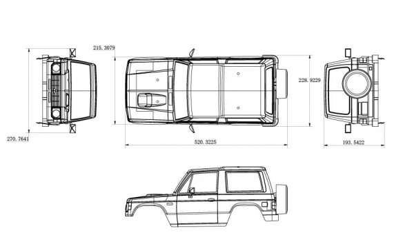 Carisma RC - SCA-1E PAJERO XL-W CLEAR BODY SET 313mm WB