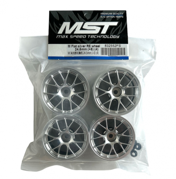 MST M Flat Silver RE Felgen 24.5mm (+5) (4) für M-Chassis