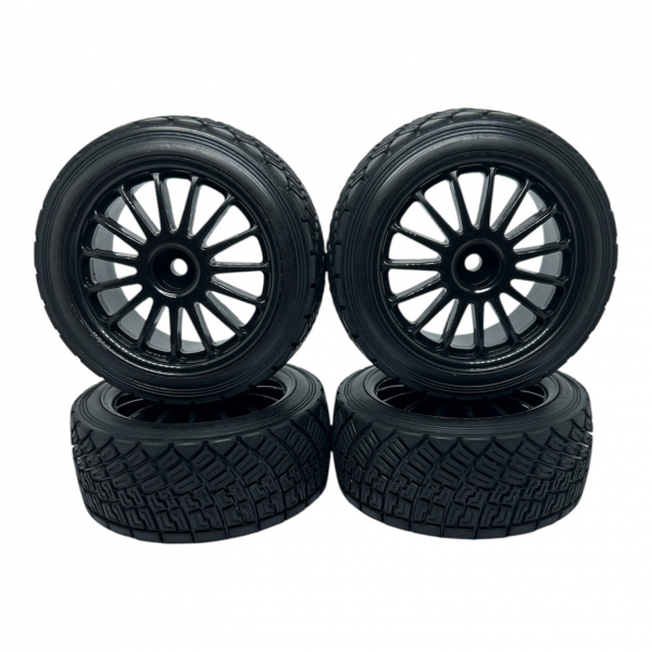 1/10 Buggy Flower Line Wheel/Tire Set Black (4)
