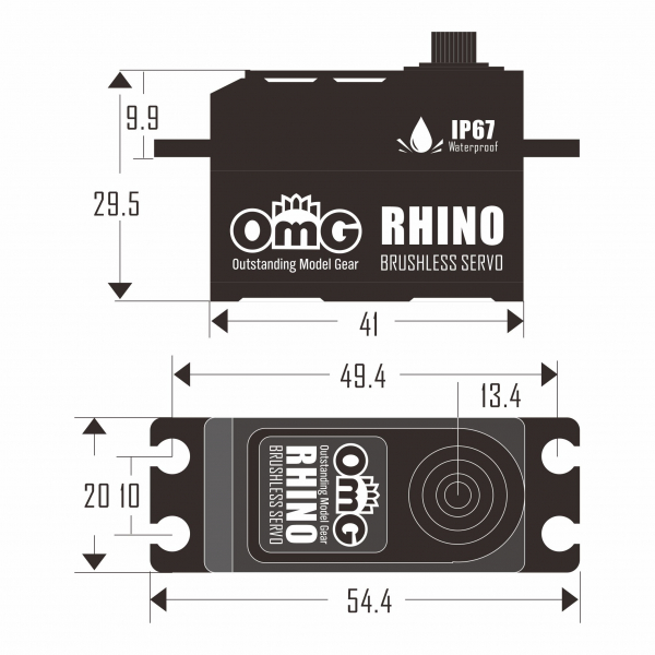 OMG D4-35BF RHINO Digital Low Profile Brushless Servo - 2WD/4WD Buggies,Truck, Crawler - Programmable