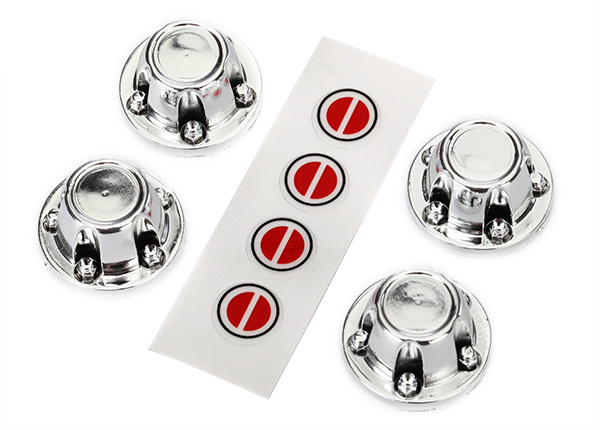 Traxxas Center-Caps, Felge chrome (4)/ Aufkleber