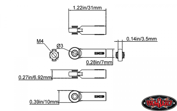 RC4WD M3/M4 Plastic Long Rod Ends (20)