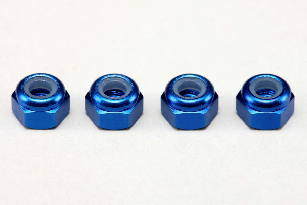 Yokomo Aluminium 3mm Nylon Stoppmuttern, Blau (4 Stück)