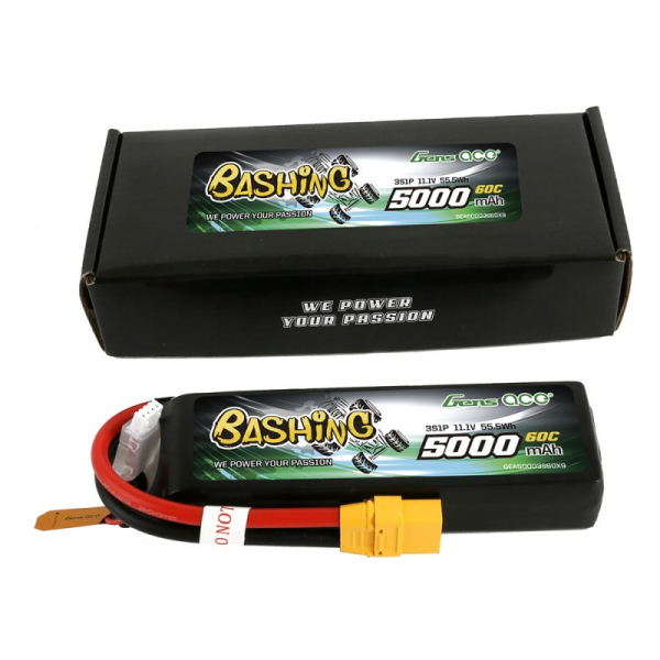 Gens ace 5000mAh 11.1V 3S1P 60C Lipo Battery Pack with XT90 Plug Bashing Series