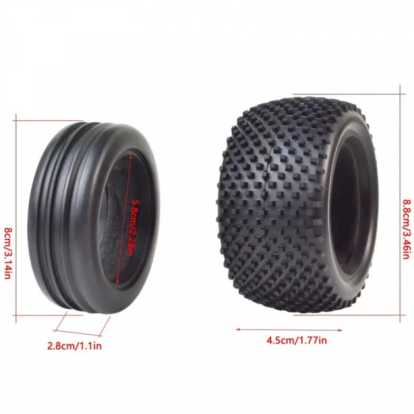 1/10 Buggy Tires front/rear including inserts for Tamiya/TT-02B/DT-02/DT-03/DF-03/Offroad
