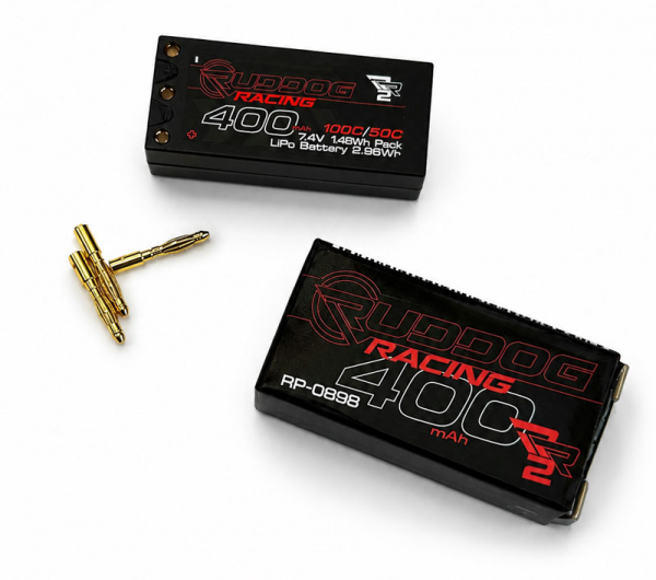 RUDDOG Racing RR2 400mAh 100C/50C 7.4V 1/28th Pack LiPo Battery