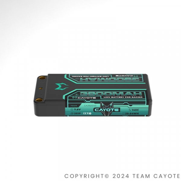 CAYOTE Racing LiPo Batterie, 145C, 3900mAh, 7.6V, 29.64Wh (95.8x46.5x16mm, 132g)