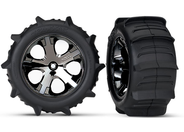Traxxas Paddle Reifen auf All-Star 2.8 Felgen schwarz-chrom hi. (2) Rustler 2WD&VXL (TSM rated)