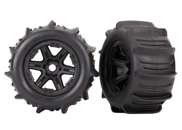 Traxxas Paddle Reifen auf 3.8 Felgen schwarz (2)  E-Revo 2.0, Sledge (TSM rated)
