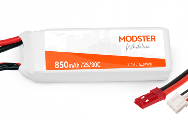 Modster  LiPo Akku 2S 7,4V 850 mAh 30C (JST) WhiteLine