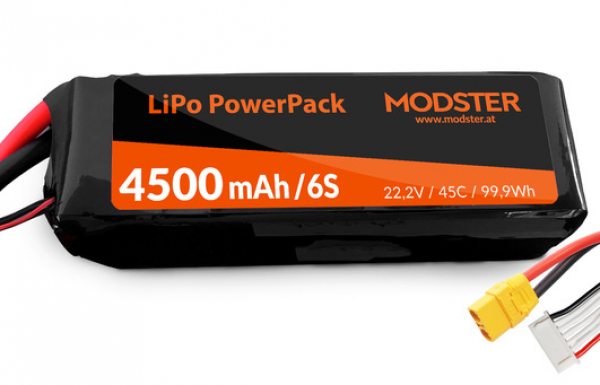 Modster  LiPo Akku 6S 22,2V 4500 mAh 45C (XT90) PowerPack