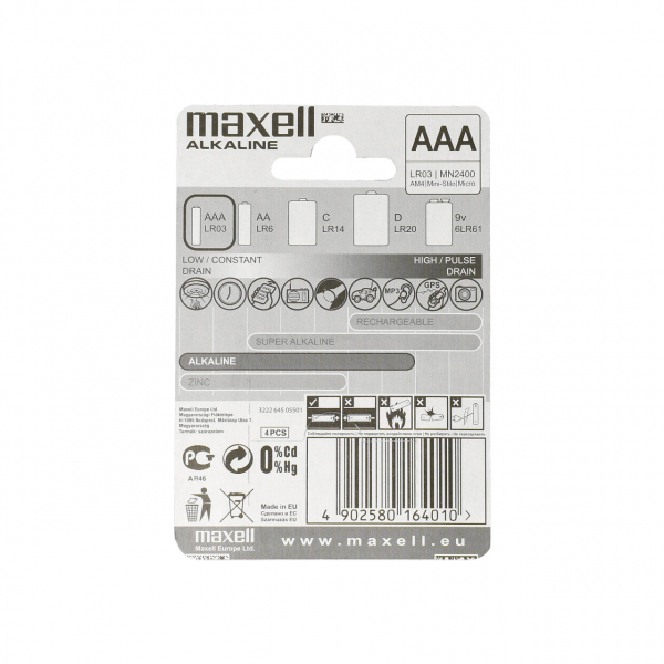 Maxell Alkaline 1,5V AAA Micro (4 Stk.)