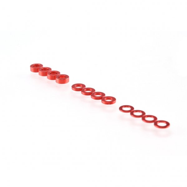 Ruddog 3mm Washer Set Red (0.5mm/1.0mm/2.0mm)