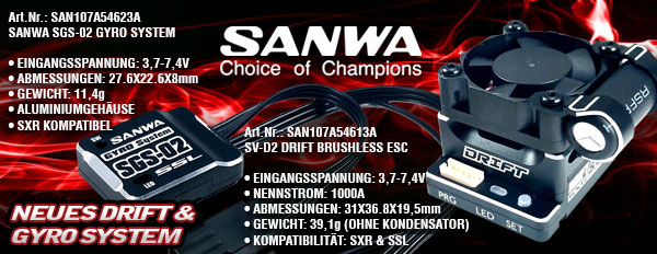 Sanwa SV-D2 Drift Brushless Fahrtregler - SXR-Kompatibel