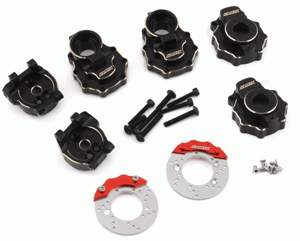 Samix TRX-4 brass rear hub carrier & rear portal drive housing & portal knuckle cover & scale brake rotor & caliper set