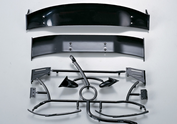 Black Injected Wing, Wiper, Mirror Set (for 1/10)