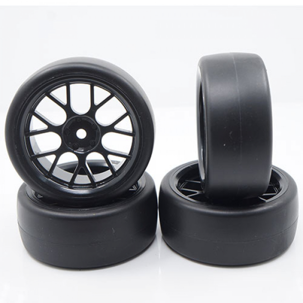 Yeah Racing Spec D CS Felgen Offset +3 Schwarz mit Drift Reifen 4 Stück