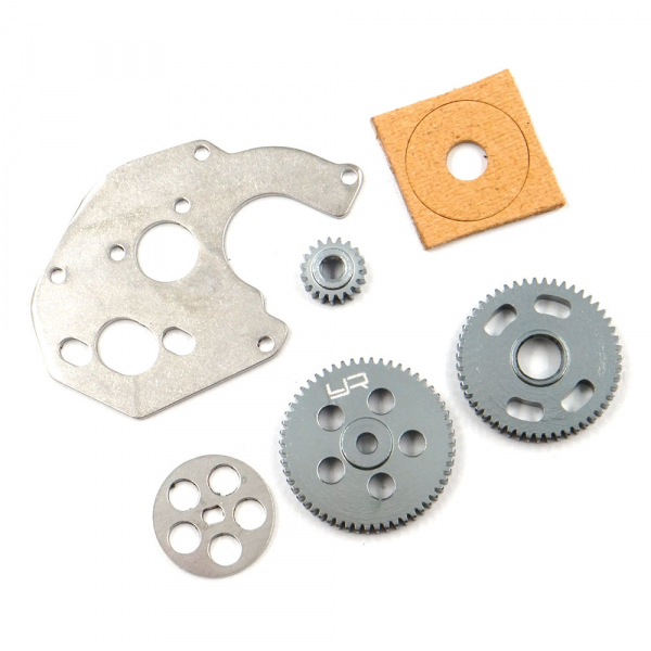 Yeah Racing  Steel Transmission Gear & Motor Plate Set (0.3M,19T/51T/59T) für Axial SCX24